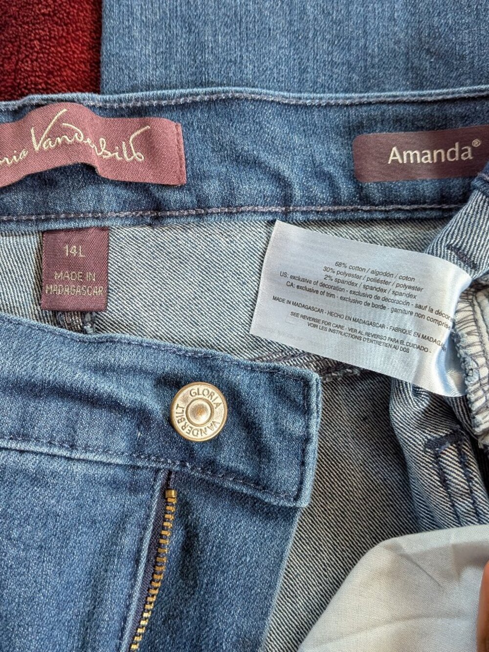 NWOT Gloria Vanderbilt Amanda Classic High Rise Jeans Blue Size 14 - Picture 2 of 6
